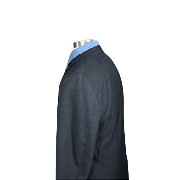 Kuppenheimer Made in USA Smoky Blue Plaid 100% Wool 2 Button Suit Jacket Sz 44L - Picture 5 of 15